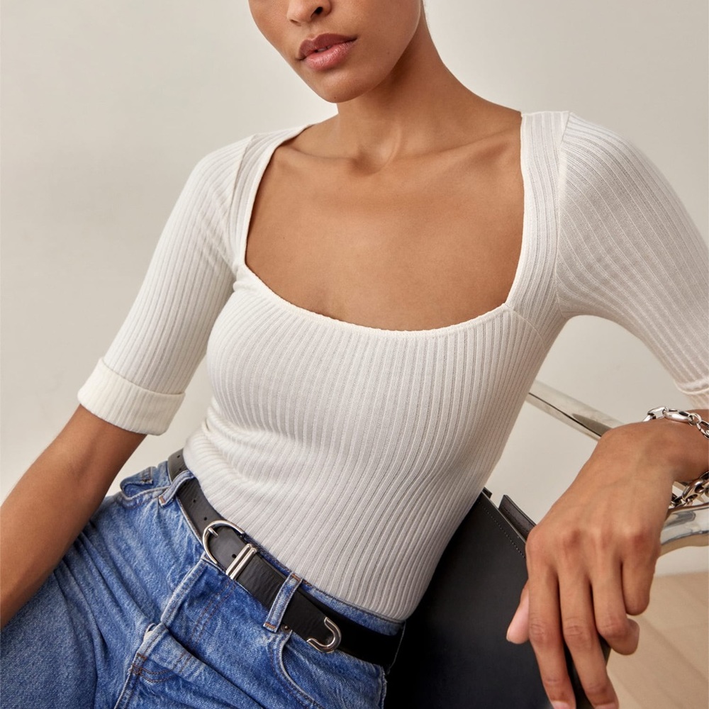 Reformation Leanne Top in ivory